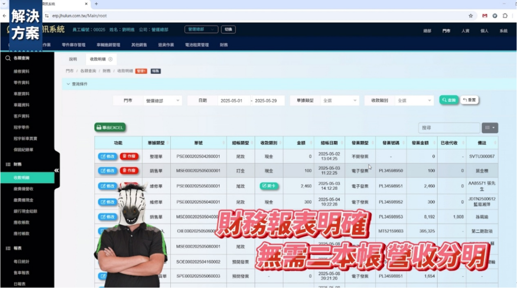 帳務與營收報表